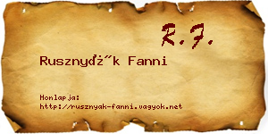 Rusznyák Fanni névjegykártya